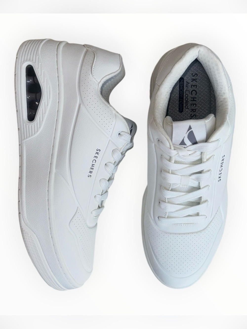 Skechers Uno Court Air Cooled Memory Foam White Sneakers Men’s 11.5 Style 183145